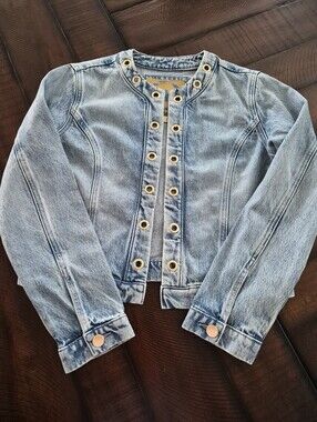 NWT Michael Kors Light Blue Denim Jacket with Grommet Detail - Size Small